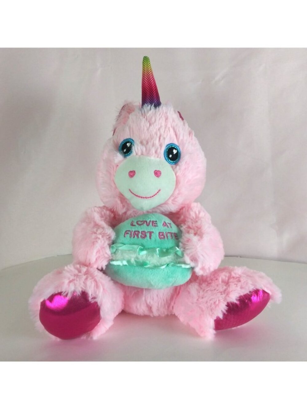 Greenbriar Love At First Bite Pink Unicorn Valentine's 10" Plush